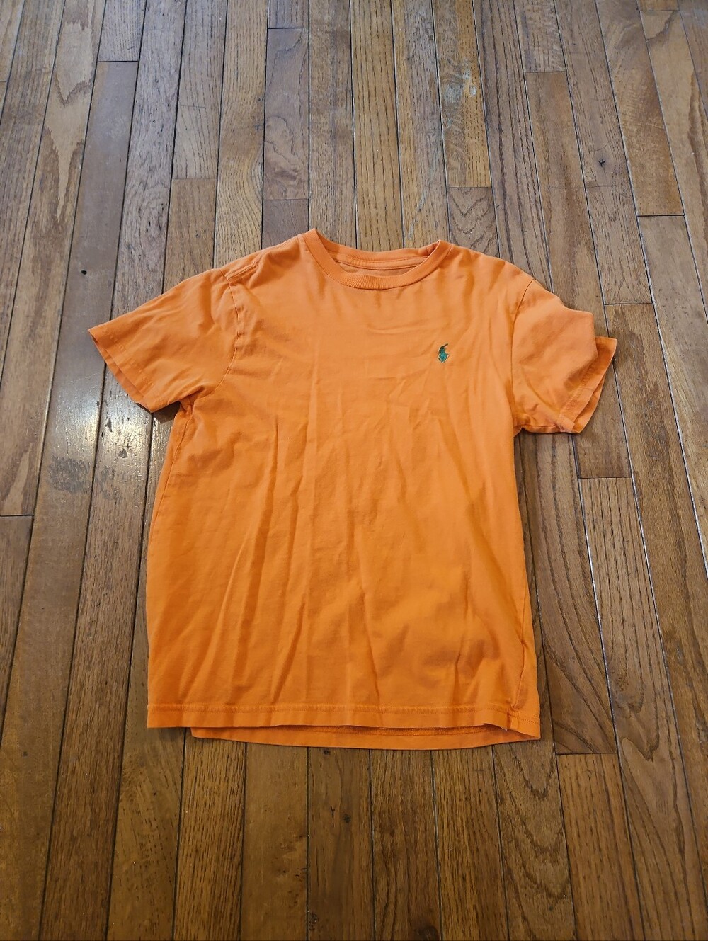 Polo Ralph Lauren Boys Medium Orange Crewneck Tee Classic Logo Cotton T Shirt